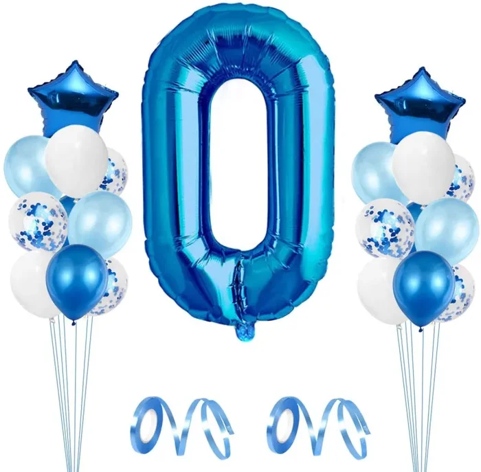 0 Palloncino Gigante Decorazioni Compleanno Azzurri Kit, Bimbo Decorazioni, Palloncino Festa Boy, Palloncini per Compleanno, Baby Shower, Nascita, Battesimo, Decorazioni (Numero 0)