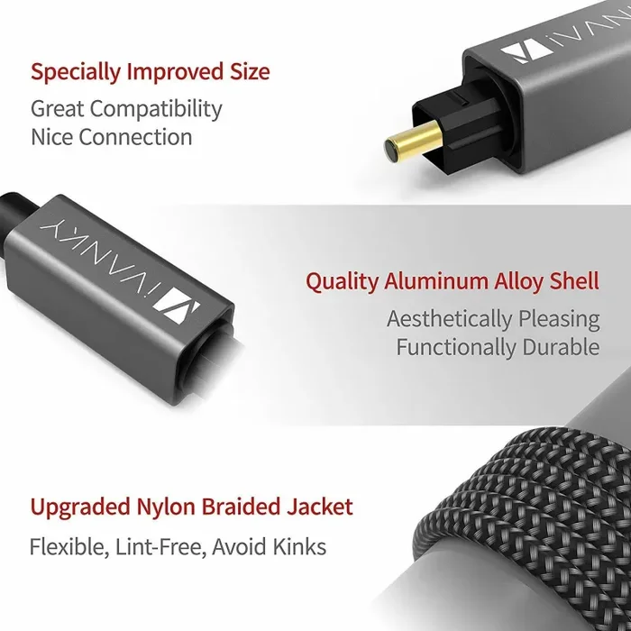 1,8 m Cavo ottico per audio digitale, Cavo coassiale fibra ottica, Alta fedeltà - immagine 3