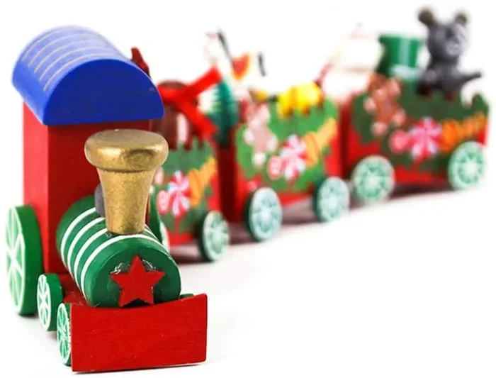 1 PC Mini Trenino di Natale in Legno Set di 3 carrozze Deluxe Set di Treni per Decorazioni e Regali Natalizi, Feste, Ornamenti per la Scuola Materna - immagine 3