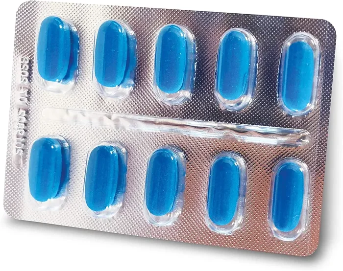 10 compresse blu ad alto dosaggio. Forte. Veloce. Lungo. Blue Power dalla natura. Sviluppato in collaborazione con esperti internazionali. Principi attivi a base di erbe. (No sweeteners flv. I) - immagine 2