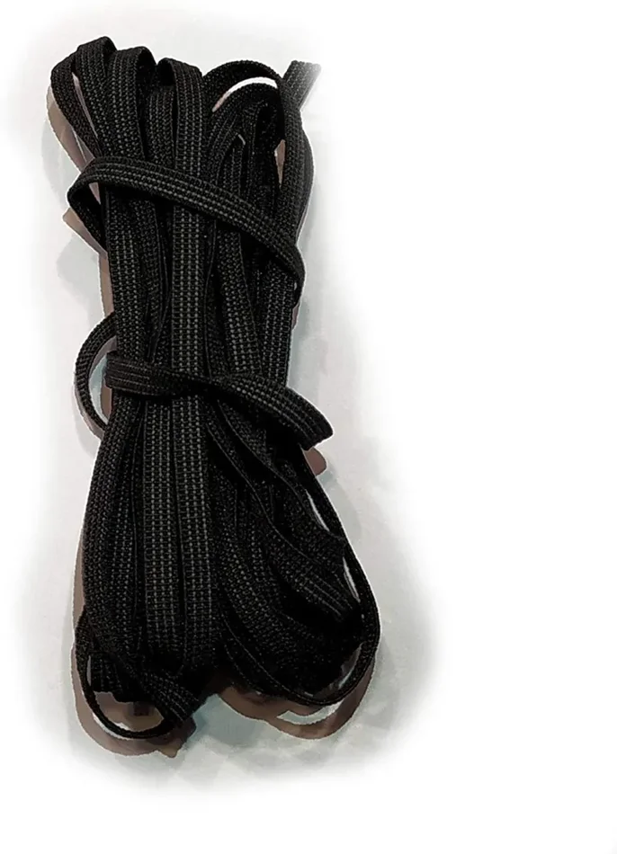 10 METRI ELASTICO PIATTO per mascherine 5 mm BIANCO o NERO made in italy (NERO) - immagine 2