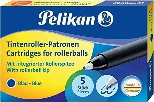 10 x Cartucce di ricambio per penna sferografica KM5, Pelikan Set Refill Blu