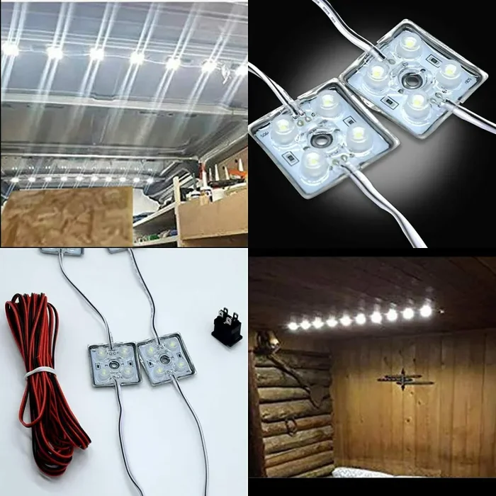 10 x Moduli di luci a LED per interni rimorchi fugoni, 4 LED ogni modulo 12 V - immagine 3