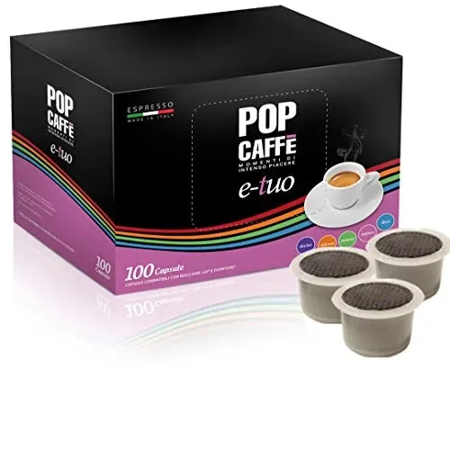 100 CAPSULE POP CAFFE’ E-TUO 1 INTENSO COMPATIBILI FIOR FIORE, LUI ESPRESSO…