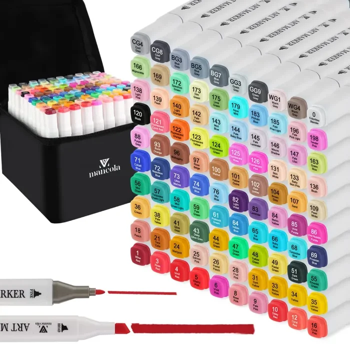 100 Colori Marker Pennarelli, Marker Pen Pennarello Doppia Punta Pennarelli, Pennarelli per Adulti, Calligrafia, Disegni e Illustrazioni