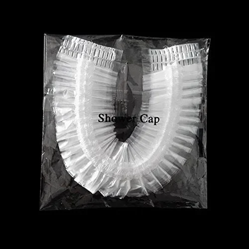 100 cuffie per doccia monouso, grandi, in plastica elastica, uso 44CM - immagine 3