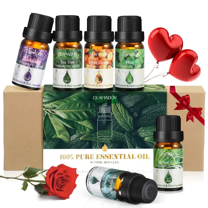 100% puro Set Regalo di Oli Essenziali GLAMADOR 6 x 10ml (Lavanda, Arancia,…