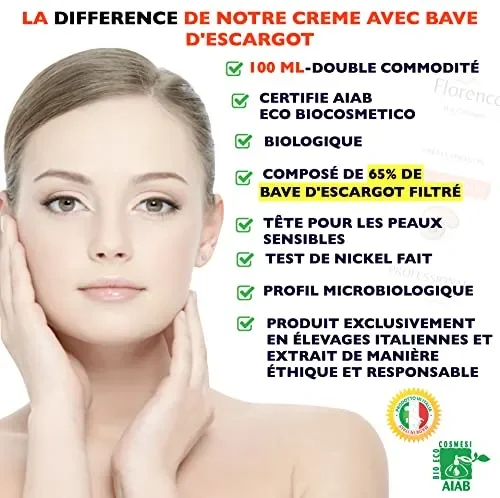 100ml. Bio Crema con Bava di Lumaca al 65% e Acido Ialuronico PURO 100%+Vitamina C/E. Con Ingredienti a Nota Azione Antietà, Cicatrizzante e Antimacchia per Viso, Collo e Contorno Occhi. Made in Italy - immagine 3