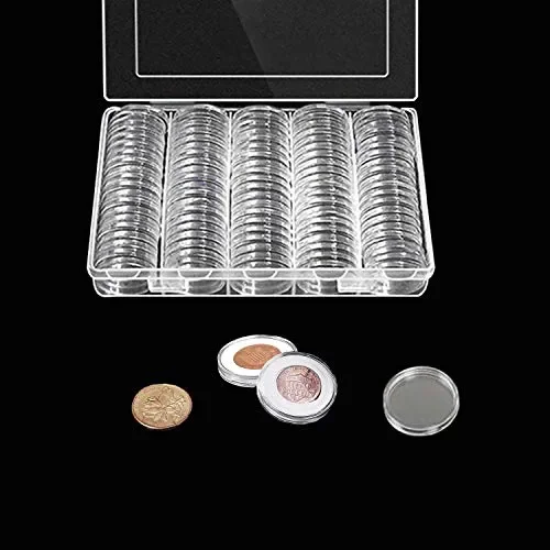 100pcs plastica portamonete rotondo moneta contenitore di stoccaggio e… Moda - immagine 3