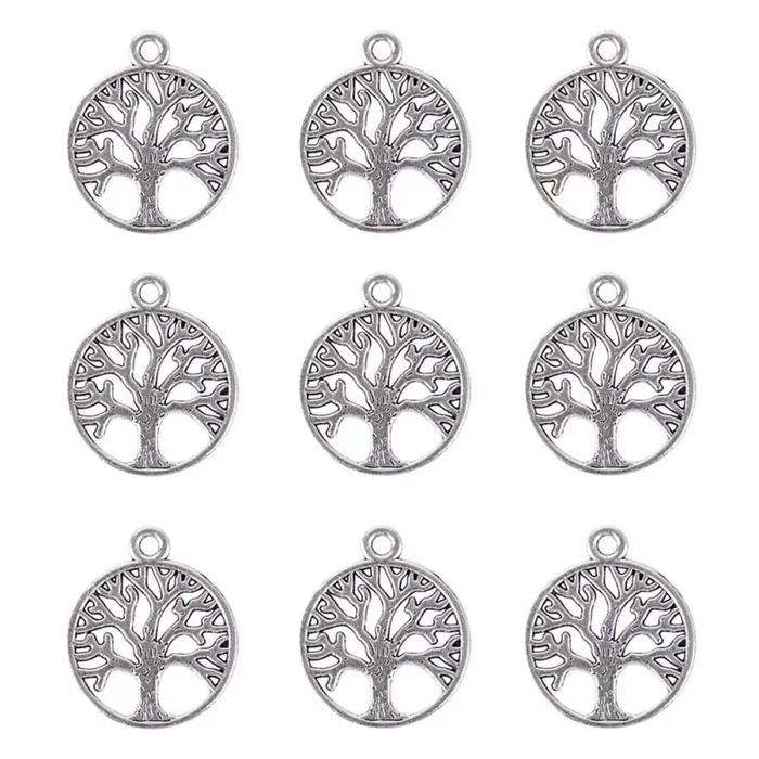 100pz Pendenti Ciondoli Colore Argento Antico Tibetani, Ciondolo