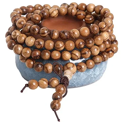 108 Grani 6mm in Legno Naturale Rosario Mala Preghiera Collana di 227-5#