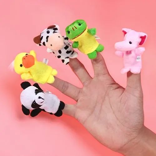 10pcs Different Finger Cartoon Animal burattini in morbido velluto Dolls… - immagine 3