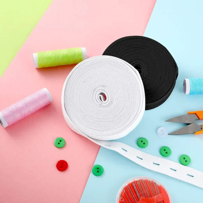 11 Yarde Elastica per Asole Bobina di Fasce Elastiche Cavo Elastico Piatto a Fascia da Cucito con Asola, 2 Pacchi (Bianco e Nero, 1,5 cm di Larghezza) Vendita calda - immagine 3