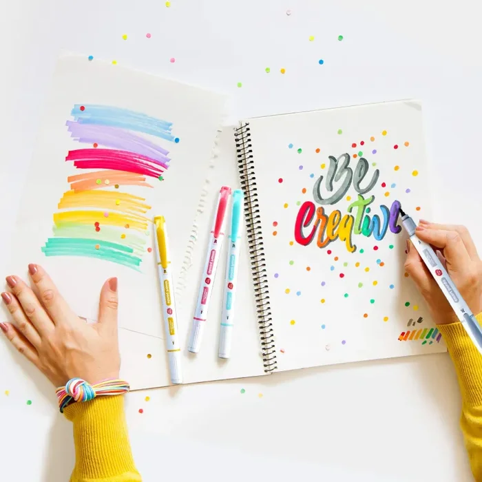 12 Evidenziatori Pastello – Doppia Punta, Grossa e Fine – Set da 12 Colori… - immagine 2