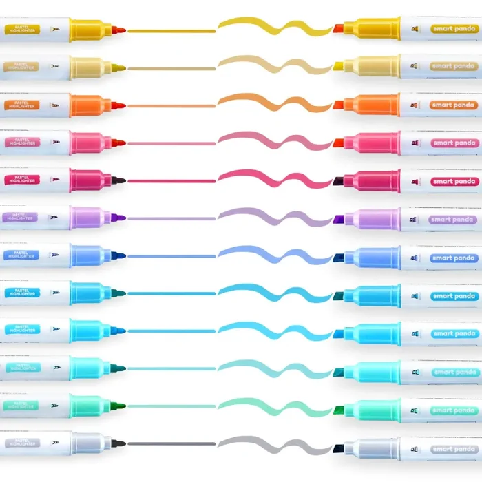 12 Evidenziatori Pastello – Doppia Punta, Grossa e Fine – Set da 12 Colori… - immagine 3