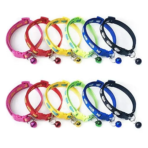 12 Pezzi Collare e Campana per Gatti, con Fibbia di Sicurezza a Sgancio…