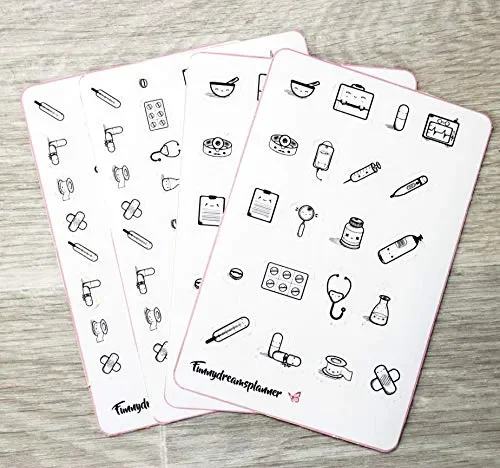 120 medical stickers, 4 fogli di adesivi per agenda medica