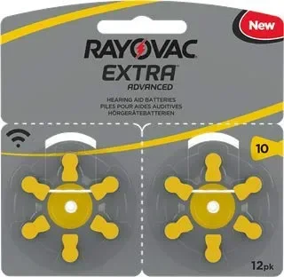 120 pile batterie per apparecchi acustici RAYOVAC EXTRA 10 gialle PR70