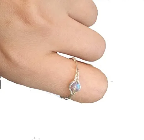 14# (9-26 1/2 opzione) Pietra naturale di luna Corda d’argento 925… - immagine 3