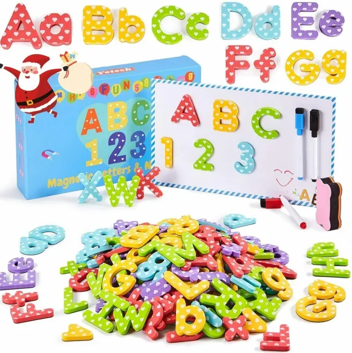 140 x Lettere a numeri per bambini magnetici, Magneti per frigo, Apprendimento In saldo