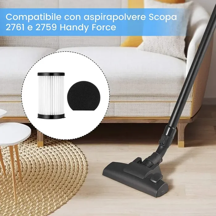 16 Pezzi Filtro di ricambio compatibile con gli aspirapolvere Ariete Handyforce 2761 e 2759, 8 filtri + 8 filtri in schiuma - immagine 3