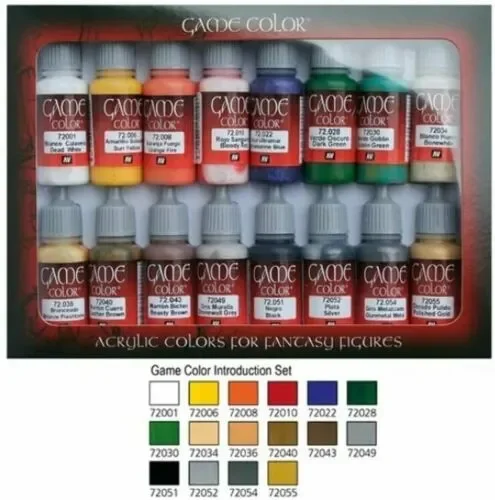 16 x Boccette di colori acrilici a base d’acqua per pittura miniature, 16 x 17ml