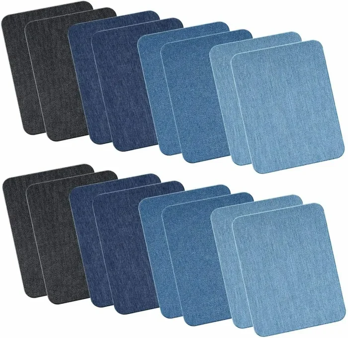 16 x Toppe termoadesive colore jeans di 4 x 4 tonalità, 12,2 x 9,8cm, Decorative