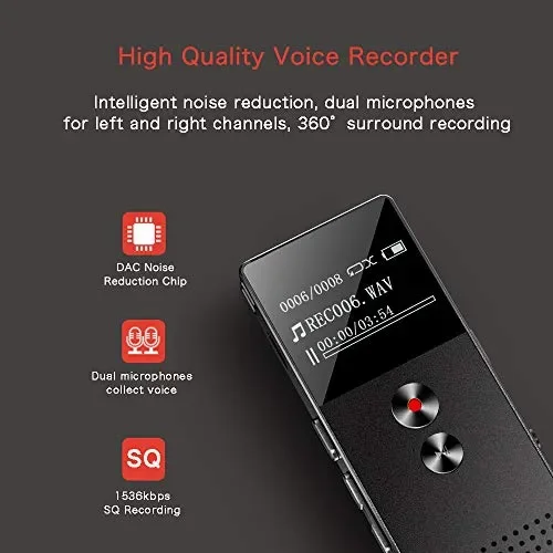 16GB Registratore vocale digitale professionale,registratore con FM e… Vendita calda online - immagine 2