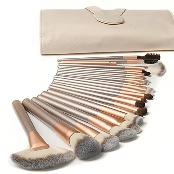 18 Pezzi Pennelli Trucco Set di Pennelli Trucco Con Custodia da Viaggio Manico in Legno Professionale Pennello Kabuki in Fibra Sintetica Premium per Fondotinta Blush Correttore Ombretto Viso Potere