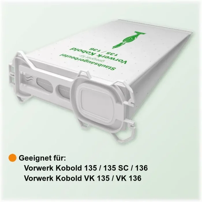 18 Sacchetti per aspirapolvere compatibili con Vorwerk Kobold 135, 136, 135SC, VK 135 e VK 136, 5 strati di tessuto non tessuto, sacchetti tipo VO 8335 con chiusura igienica - immagine 2