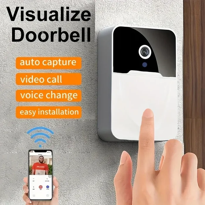 1pc Telecamera Per Campanello Wireless Bianco, Interfono Visivo Intelligente HD Con Visione Notturna Wifi Ricaricabile, Chiamata Vocale Bidirezionale Controllo APP
