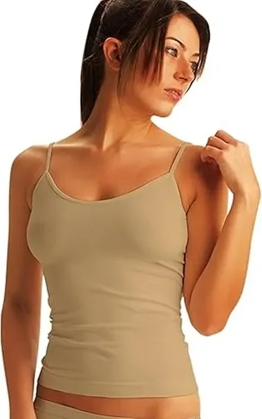 2 Canotte Intime Bellissima Donna Spalla Stretta in Morbida Microfibra Senza Cuciture Canotta Intima Donna Avvolgente Trattamento Antibatterico e Antiodore - immagine 3