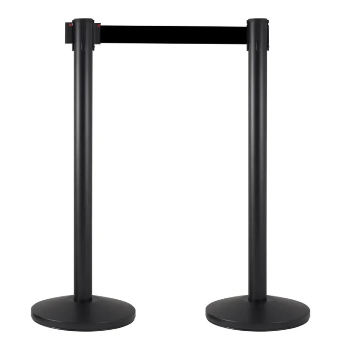 2 Colonnine Tendinastro 3 metri in Metallo Nero Opaco Ø36×101 cm Nastro Nero