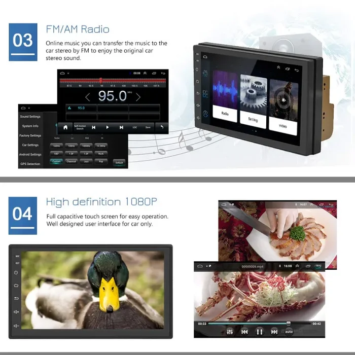 2 Din Android 7.1 In Dash Video Player, KX1018 Musica S3 Quad Core 16GB ROM - immagine 3