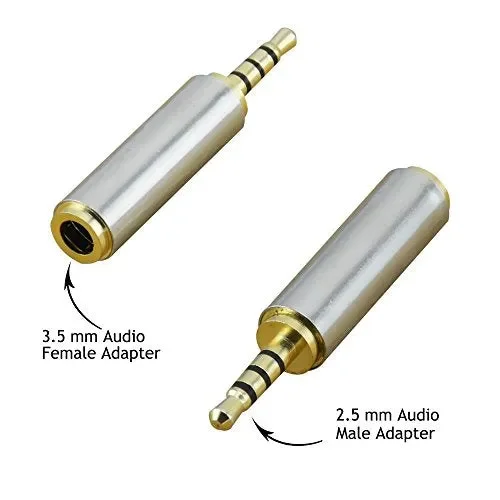(2 Pack) Gold Plated 2.5mm Male to 3.5mm Oro 2.5 mm maschio a Femmina - immagine 3
