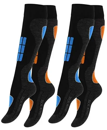 2 paia Calze sportive Touring Ski & Snow calda e 35-38, Blu-arancione Sconti