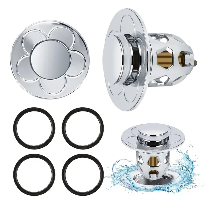 2 Pezzi Confezione da Scarico Lavabo Bagno Universale Pop up,Filtro Tappo Lavandino Bagno con Filtro Anti Clogging,Valvola Piletta Cucina Bidet Vasca(Per il foro di drenaggio di 34~40mm)