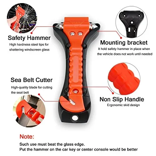 2 Pezzi Martello di Emergenza, Taglierino d’emergenza per cinture Red Big - immagine 3