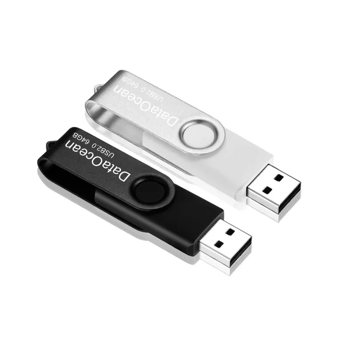 2 Pezzi Pendrive 64GB DataOcean Chiavetta USB 2.0 64 Gb, Nero, Argento Fornitura