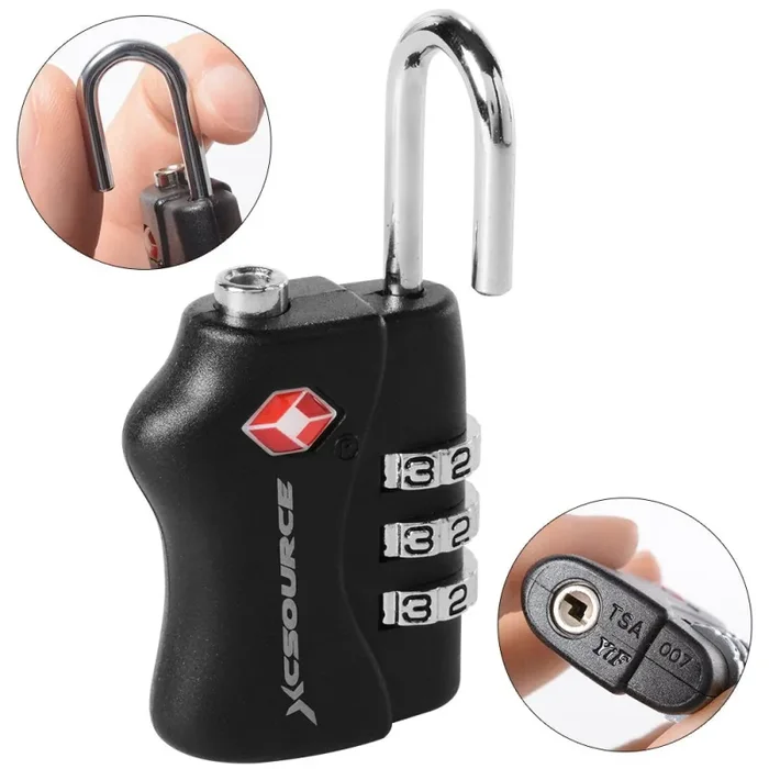 2 Pezzi TSA Sicurezza a 3 cifre di Combinazione della Versione 1, Nero - immagine 3