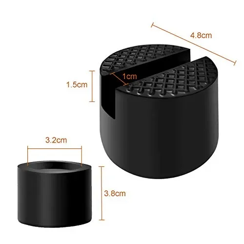 2 Pezzo Universale Tampone Martinetto idraulico in Gomma per Cric nero - immagine 2