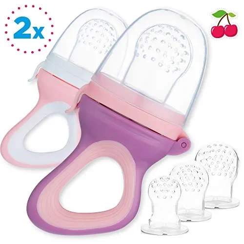 2 Tettarelle Ciuccio Frutta & Verdure da Mordere per Neonati e Rosa/Viola Sconti