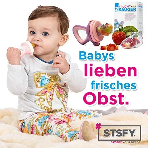 2 Tettarelle Ciuccio Frutta & Verdure da Mordere per Neonati e Rosa/Viola Sconti - immagine 2