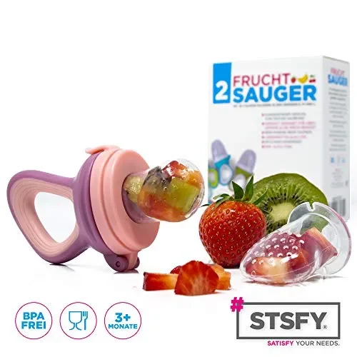 2 Tettarelle Ciuccio Frutta & Verdure da Mordere per Neonati e Rosa/Viola Sconti - immagine 3