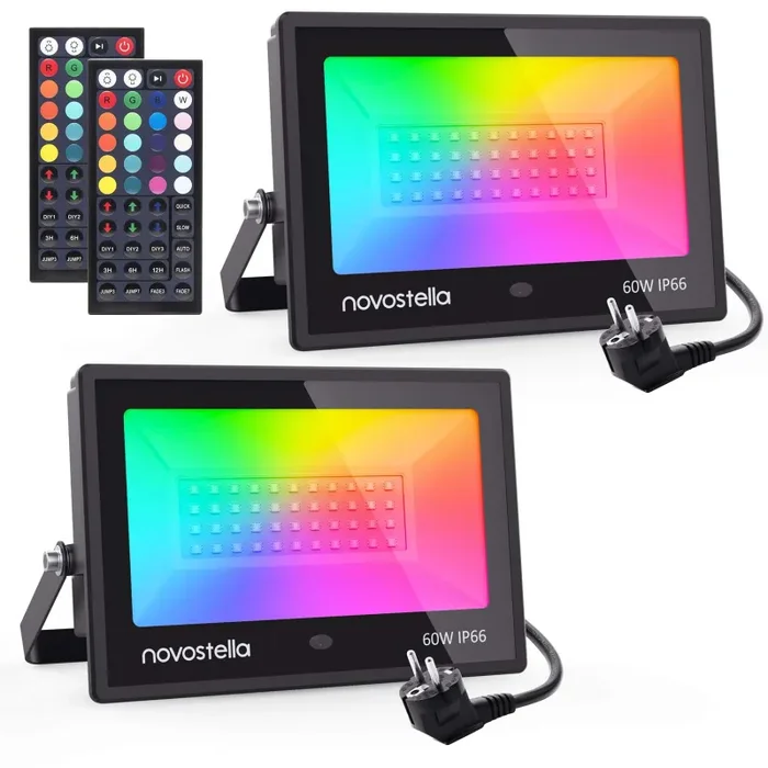 2 x 60W Faretto LED Esterno RGB, Novostella 20 Colori 6 Modalità LED…
