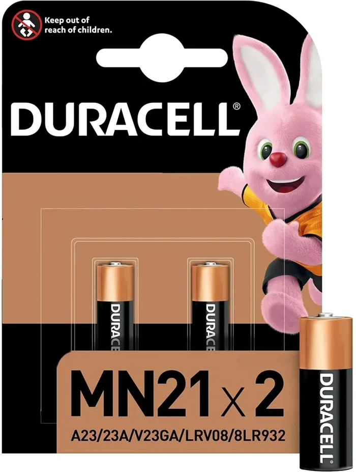 2 x Batteria di ricambio per telecomandi campanelli sicurezza, Duracell MN21 12V