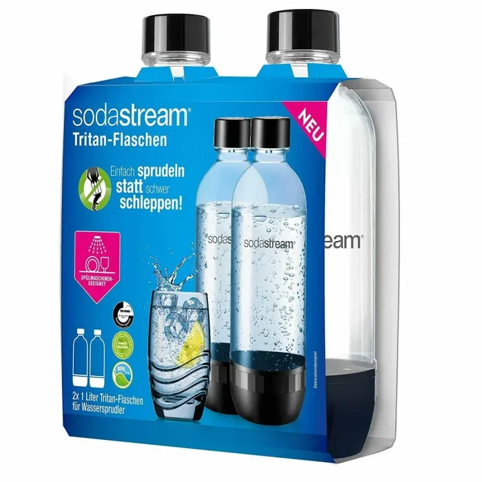 2 x Bottiglie d’acqua universali per gasatore, Compatibili con Sodastream