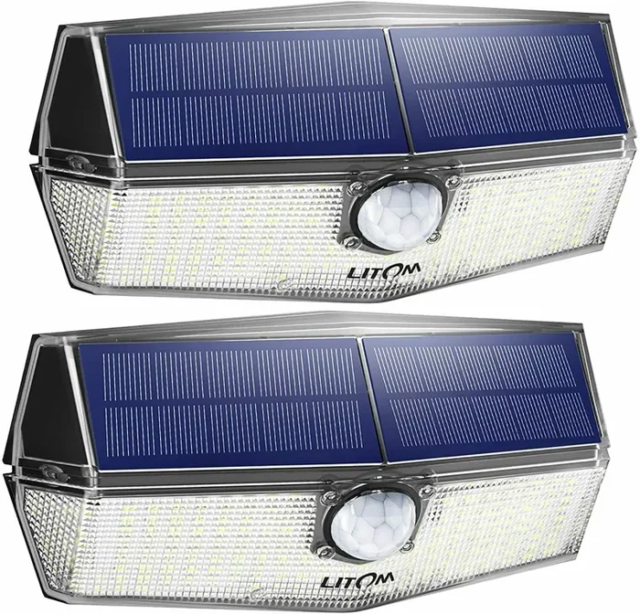 2 x Luci solari per esterno con sensore di movimento e pannello solare, IPX7 200 In saldo