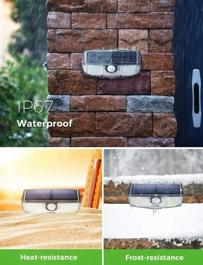 2 x Luci solari per esterno con sensore di movimento e pannello solare, IPX7 200 In saldo - immagine 3