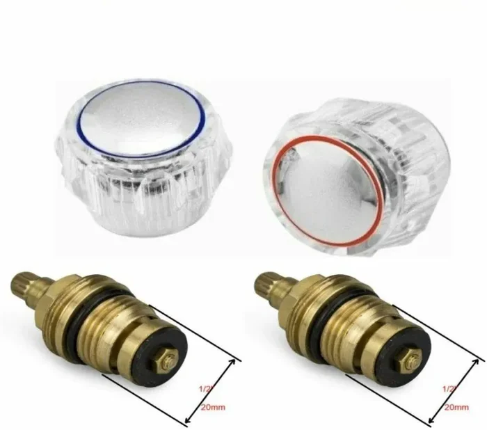 2 x Manopole per rubinetto da 1/2″, Coppia acqua calda e fredda cromata ricambio Moda